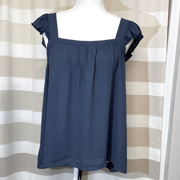 LOFT Tops - Loft Blue Square Neck Tie Back Tank Top Blouse
